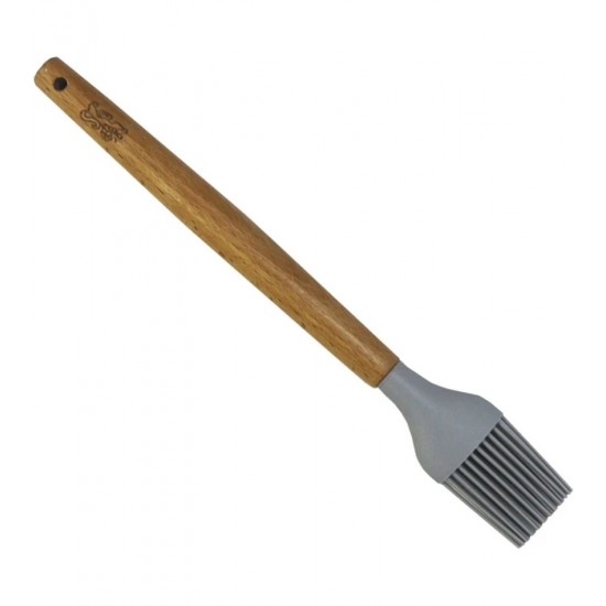 Pincel 27cm Cucina De Silicone Cinza Com Cabo Em Madeira